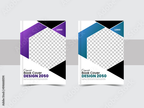 Professional Business book cover 2050, new annual report, print ready business cover design.