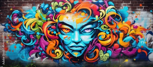 Colorful street art graffit...