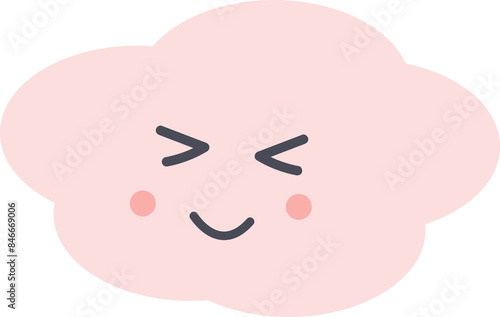 symbol, happy pink cloud sticker on transparent background for collage