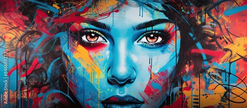 Vibrant graffiti painting o...