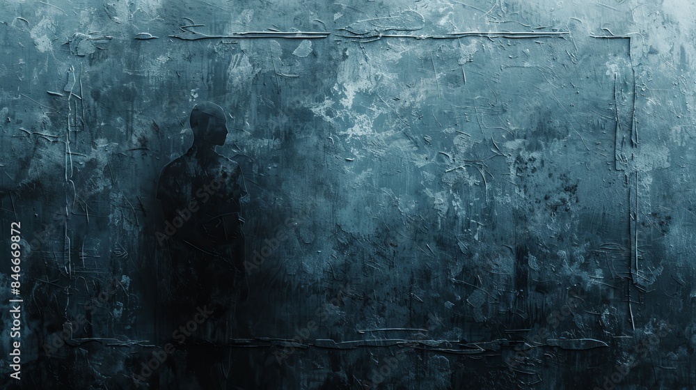 A man is standing in front of a wall with a blue background A man is standing in front of a wall with a blue background
