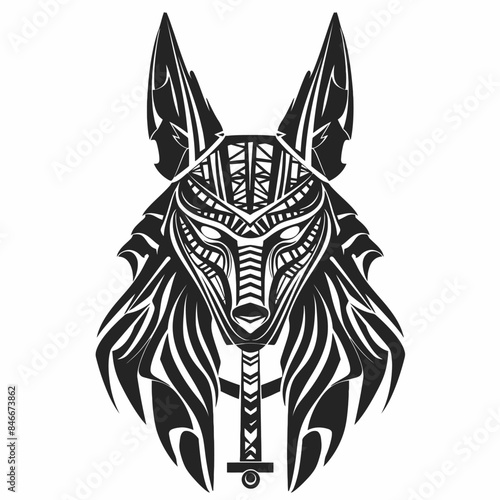 Anubis Tribal Potrait Illustration in white