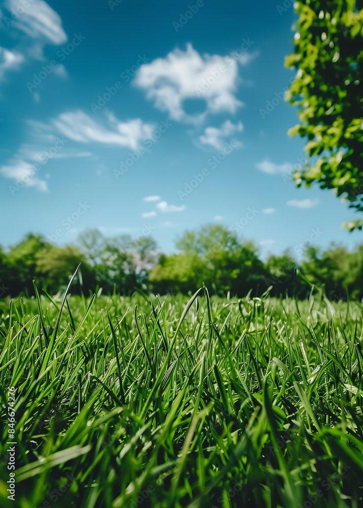 Obraz premium Grassy Field With Trees in Background