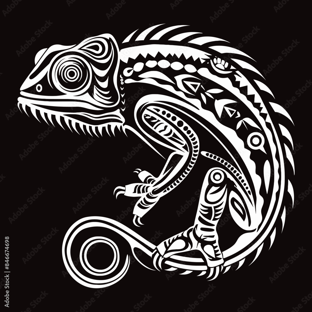 Chameleon Tribal Illustration Chameleon Tribal Illustration