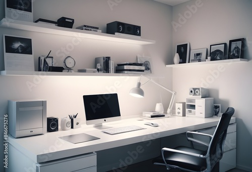 Wallpaper Mural minimalist interior design style futuristic home office sleek furniture state of the art technology Torontodigital.ca