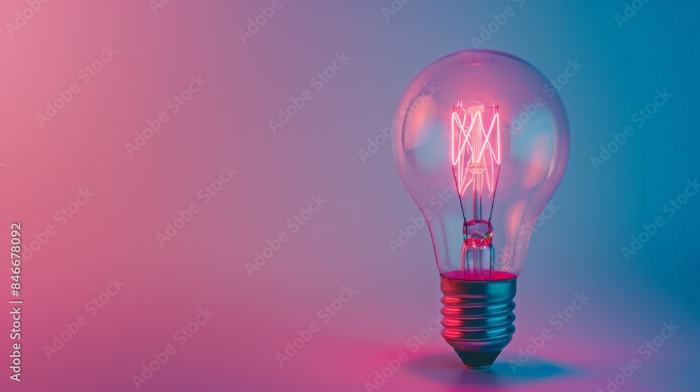Fototapeta premium Studio photograph of a light bulb emitting bright light with a subtle gradient background emphasizing the clarity and brilliance of a fresh idea