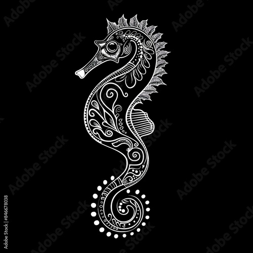 Sea Horse Tribal Illustration