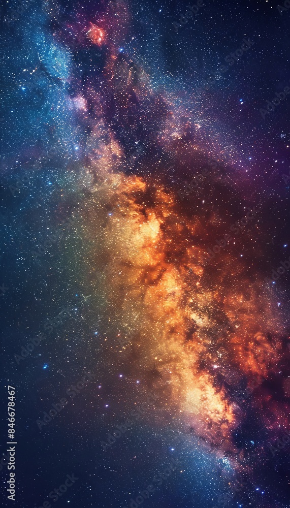 A panoramic view of the Milky Way galaxy, showcasing its bright stars and cosmic dust in vibrant colors. Generative AI A panoramic view of the Milky Way galaxy, showcasing its bright stars and cosmic dust in vibrant colors. Generative AI