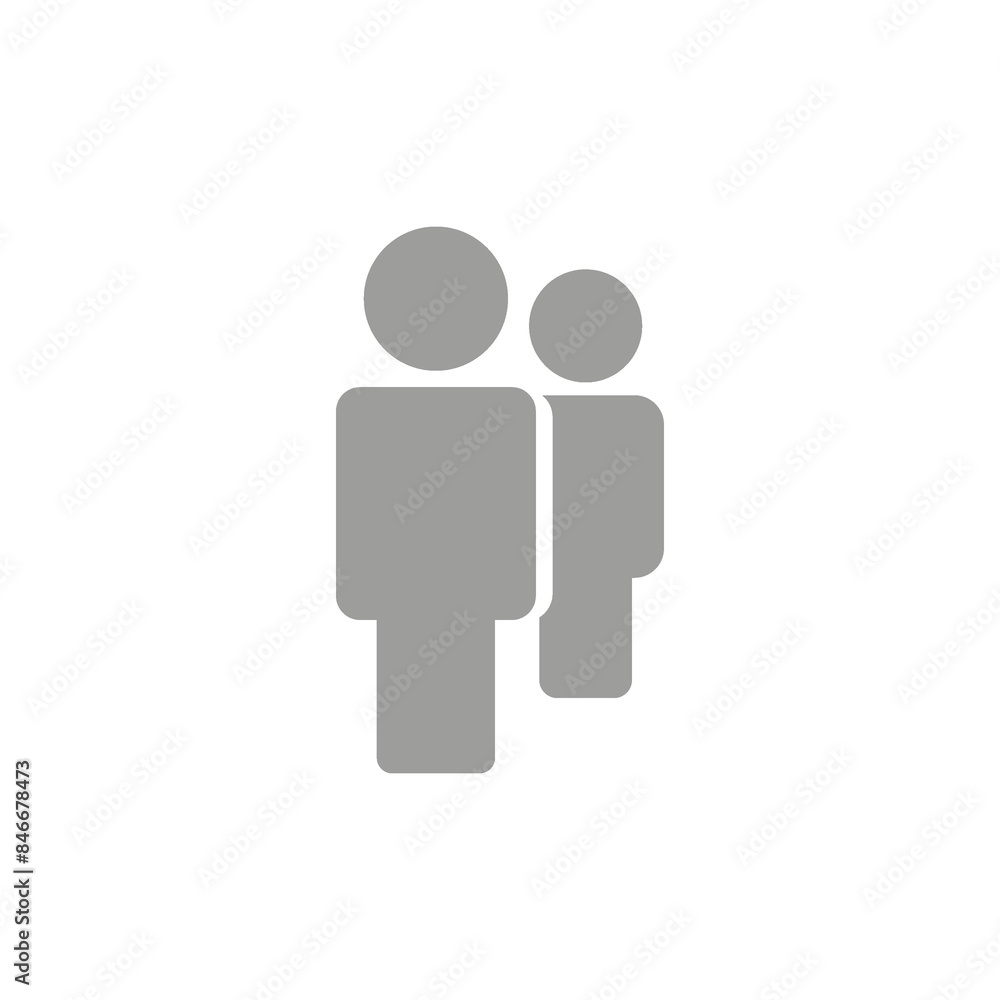 Flat illustration. Avatar, user profile, gender neutral silhouette. Gray icon of two people standing in line. Suitable for social media profiles, screensavers and as a template...