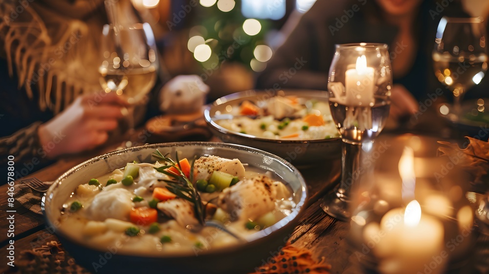Cozy Dinner with Candlelight and Delicious Soup Cozy Dinner with Candlelight and Delicious Soup