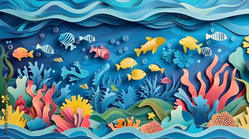 Vibrant Underwater Coral Reef Teeming with Diverse Aquatic Life and Marine Creatures