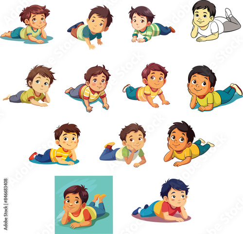 Babies lying on their stomachs-