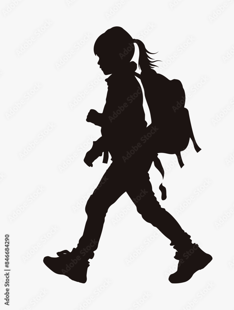 Student Girl Goes To School Walk Student Girl Goes To School Walk