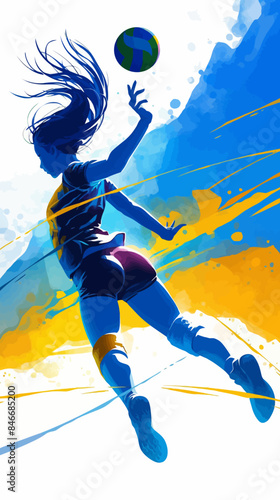 Jump Volley Athlete Smash Ball Illustration