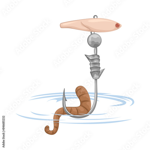 Illustration of worm on fishing hook