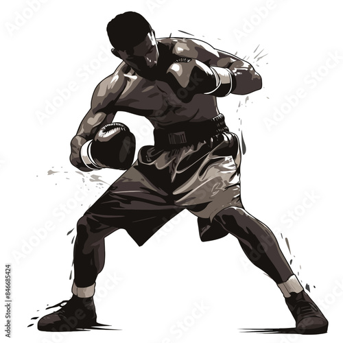 Silhouette of Boxer Training