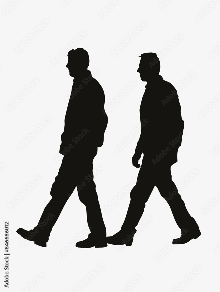 Two Man Walking Together Silhouette Two Man Walking Together Silhouette
