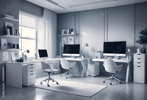 minimalist interior design style futuristic home office sleek furniture state of the art technology