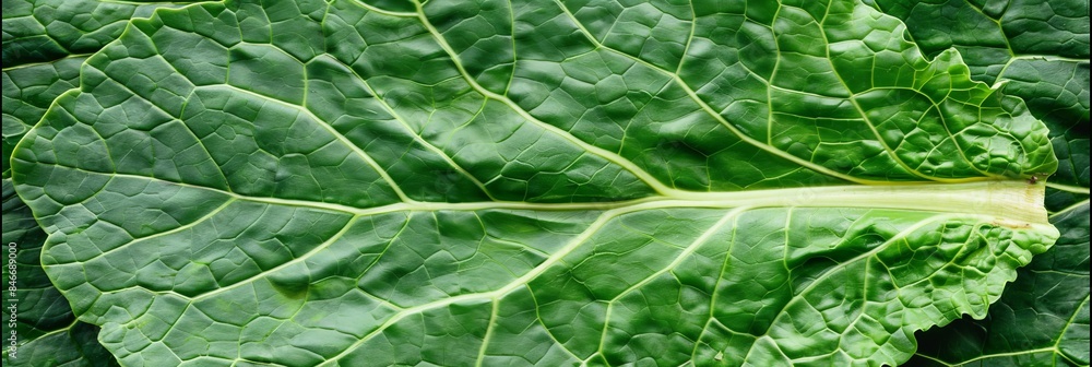 Obraz premium Detailed close up of green leaf veins, centered with clean background for text overlay