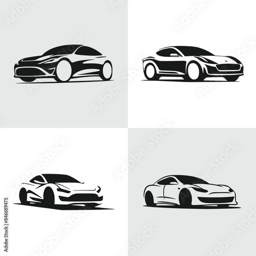 Set of Abstract Car silhouette logo icons, with a white background for your company, the automotive logo design ideas