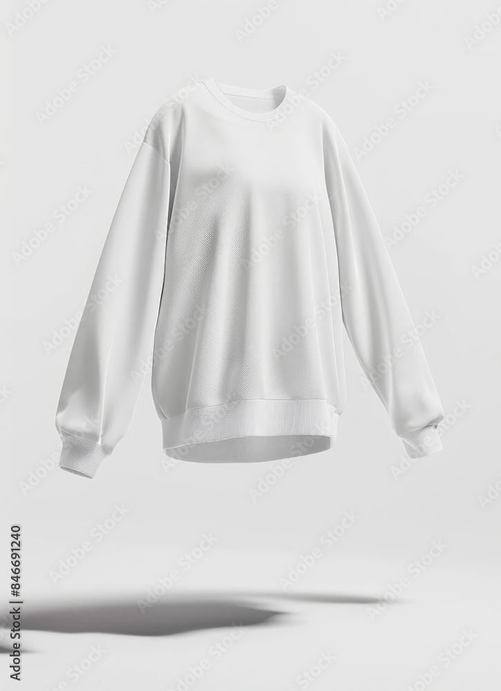 A clean, white sweatshirt mock-up with long sleeves
