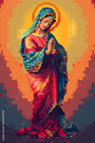 modern digital painting of Virgin Mary Ourl Lady Madonna, beauty woman digital painting