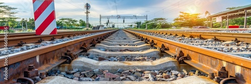 Scenic sunset casting a captivating glow on the railway tracks  creating a mesmerizing view