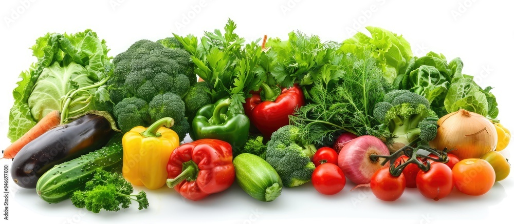 Fresh vegetables on a blank canvas of white Fresh vegetables on a blank canvas of white