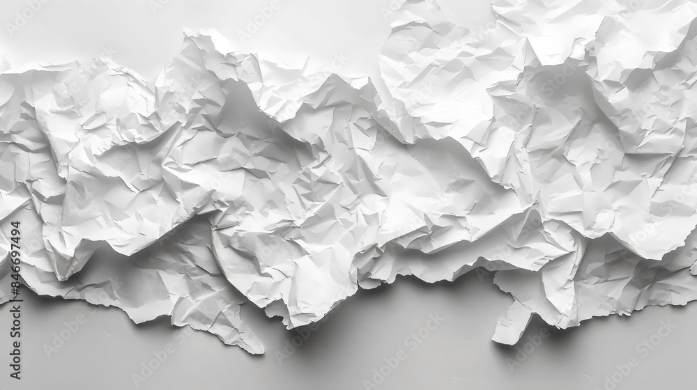 A white paper with a lot of wrinkles and creases A white paper with a lot of wrinkles and creases