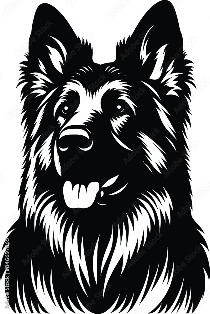 Fototapeta premium German Shepherd Dog set silhouette black vector on white background