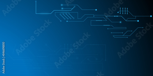 Vectors Digital technology and science background Quantum computer technologies concepts, large data processing. Futuristic blue circuit board background.