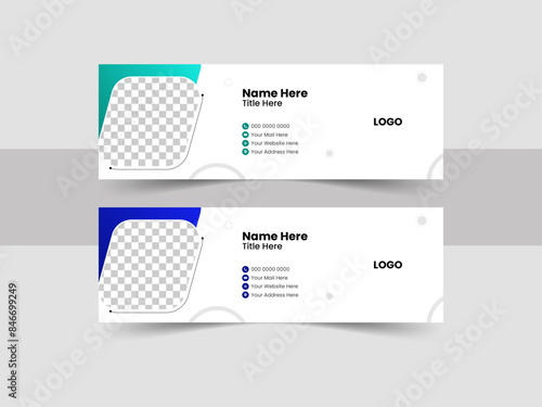 Office email signature template or email footer design with abstract background.
