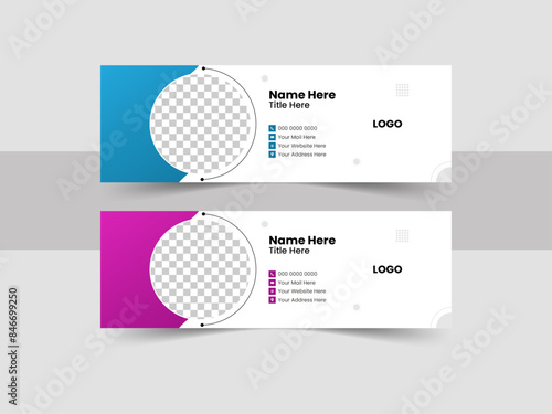 Office email signature template or email footer design with abstract background.