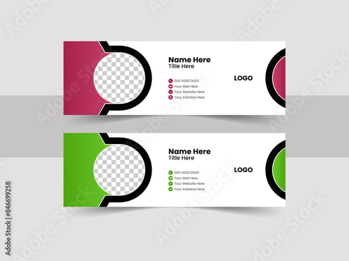 Unique and professional Email signature design with abstract background.