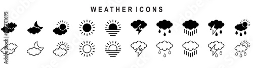Premium set of weather line icons. Simple pictograms pack. Stroke vector illustration on a white background. Modern outline style icons collection.