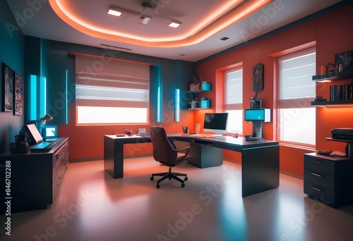 minimalist interior design style futuristic home office sleek furniture state of the art technology