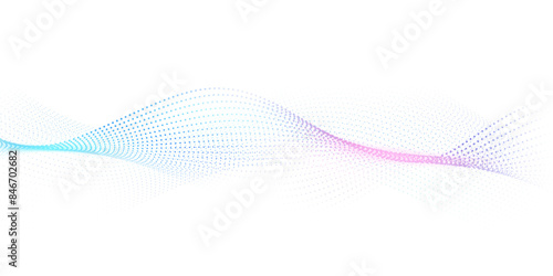 Flowing particles form waves, a gradient light pattern. modern technology background Vector illustration