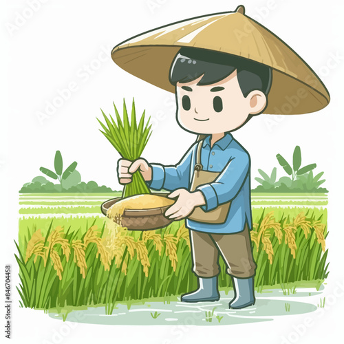 vector design of rice farmer