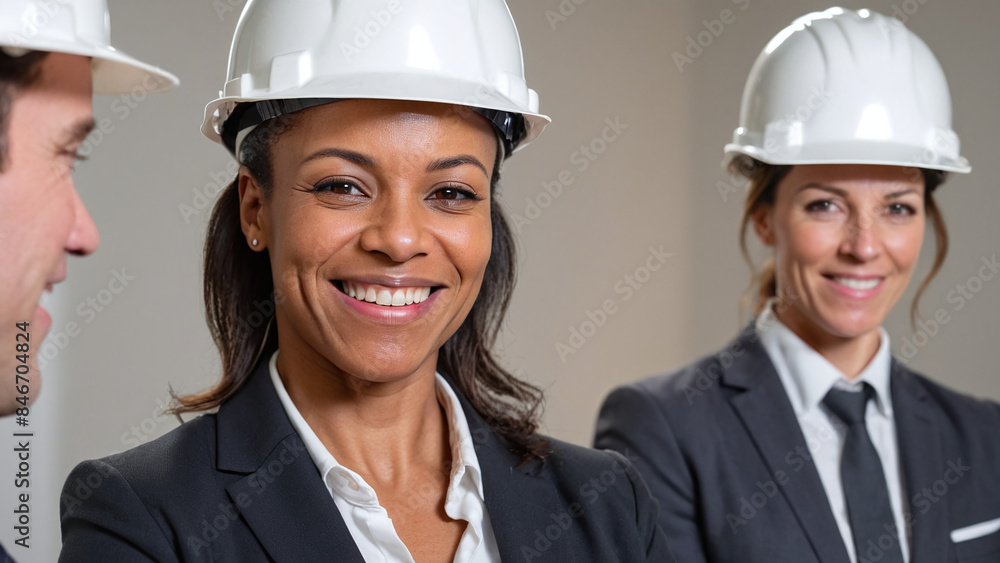 Smiling Black Female Architect/Construction Worker/Engineer in Hard Hat Smiling Black Female Architect/Construction Worker/Engineer in Hard Hat