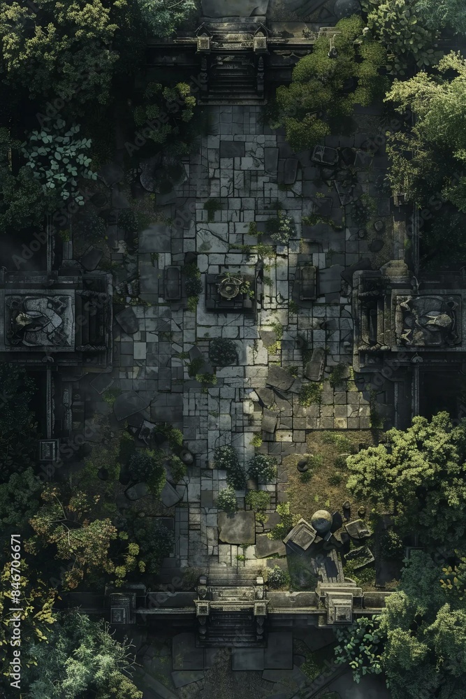 DnD Battlemap Crumbled Shrine - Sacred Grounds - ruined temple ruins. DnD Battlemap Crumbled Shrine - Sacred Grounds - ruined temple ruins.
