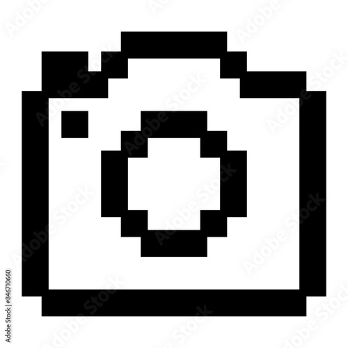 pixel camera icon, photo button, camera icon with 8bit style, pixel style art camera photo button design element