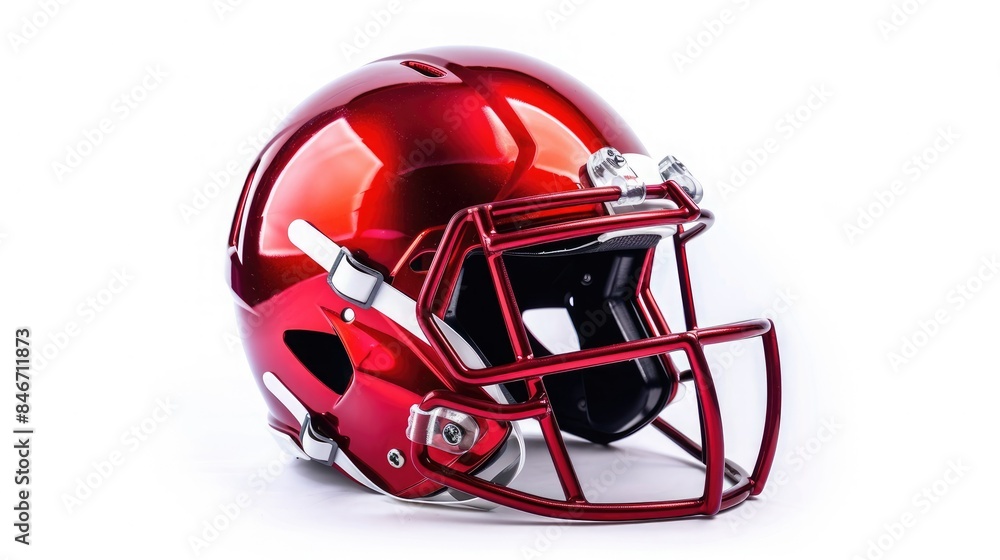Fototapeta premium Red American football helmet isolated on a white background