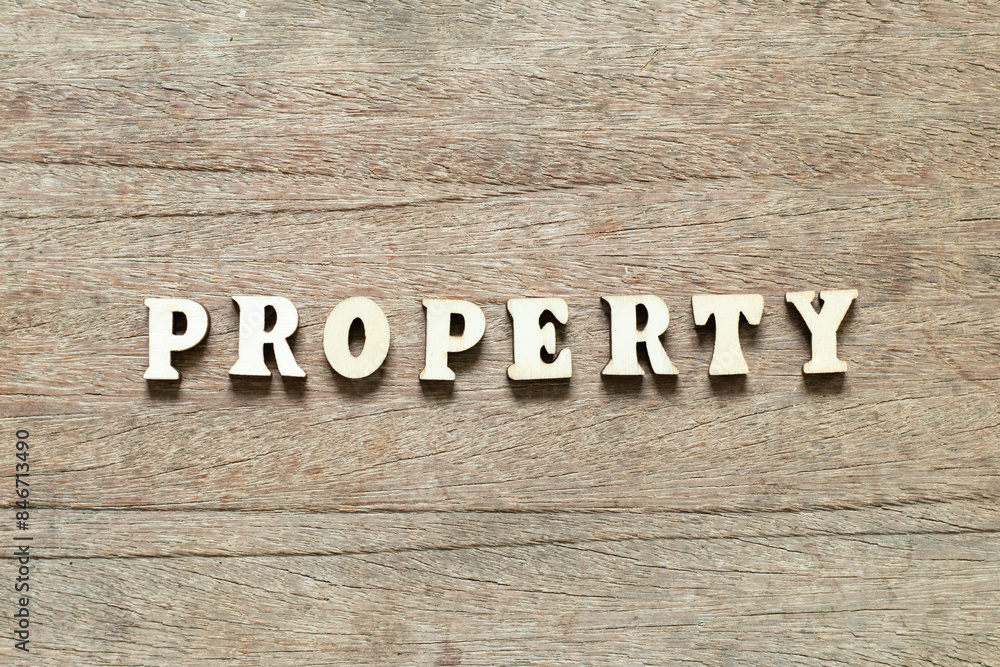 Alphabet letter block in word property on wood background Alphabet letter block in word property on wood background