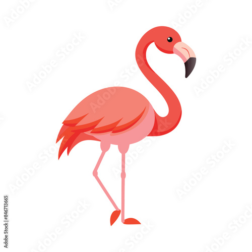 pink flamingo isolated on white