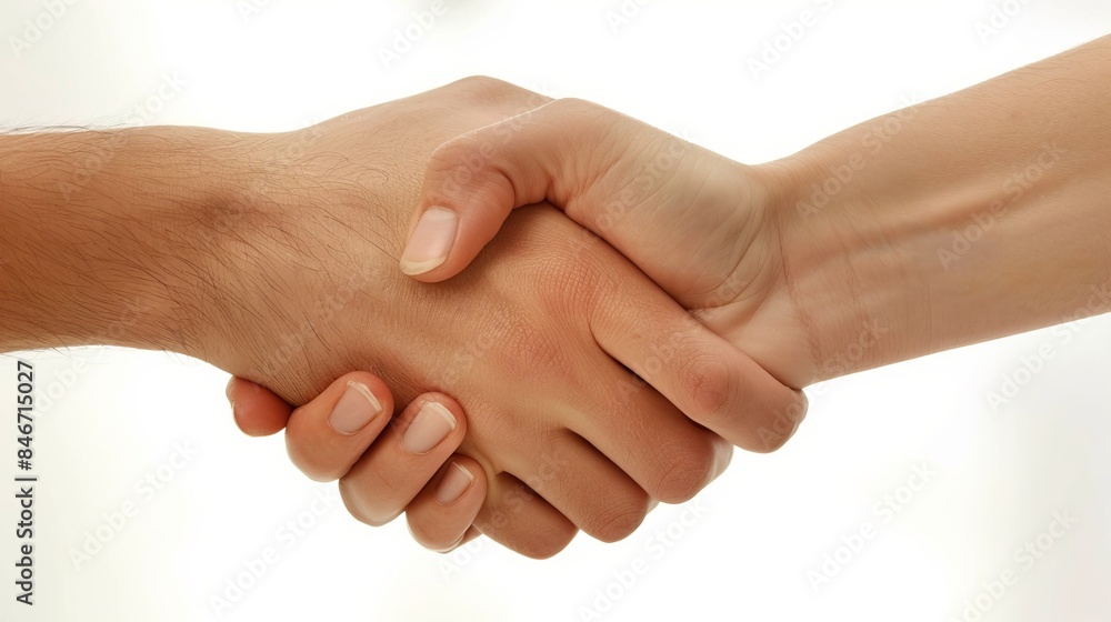 Minimalist handshake  agent and customer with new house background, ideal for text, clean design