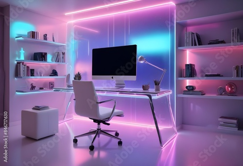 minimalist interior design style futuristic home office sleek furniture state of the art technology