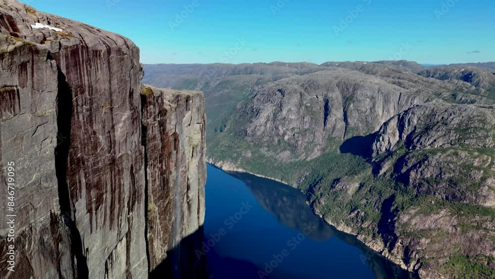 Kjeragbolten Fjord, Norway, huge cliff of Lysefjord Norway Kjeragbolten Fjord, Norway, huge cliff of Lysefjord Norway