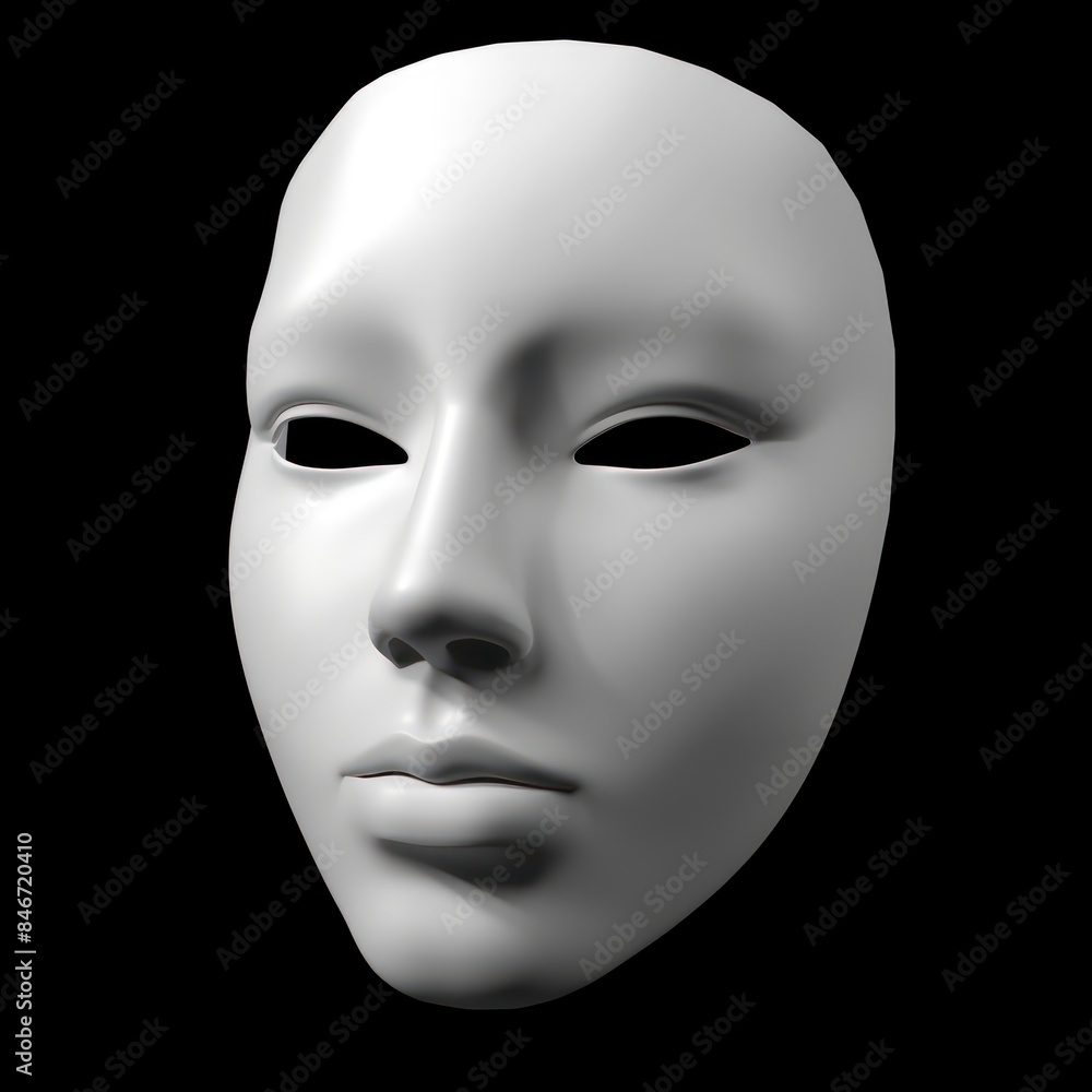 3d white face front view isolated on black background 3d white face front view isolated on black background