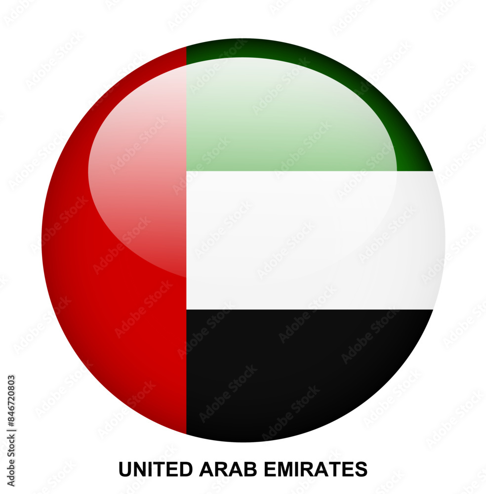 UNITED ARAB EMIRATES flag button on white background UNITED ARAB EMIRATES flag button on white background