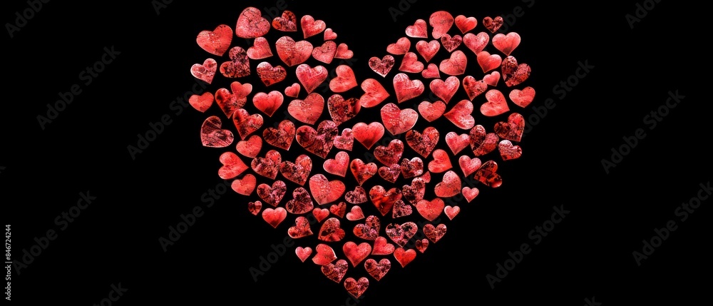 Big heart crafted from small red hearts, stunning Valentine's tee design against black backdrop Big heart crafted from small red hearts, stunning Valentine's tee design against black backdrop